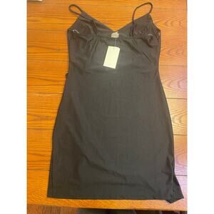 E.L.H. Studio Black Ruched Mini Dress Size Large Stretch Bodycon Sleeveless NWT